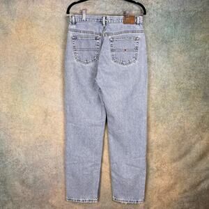 VTG 90s Tommy Hilfiger Denim Jeans Womens Sz 32x30 Light Wash Straight Leg Flag
